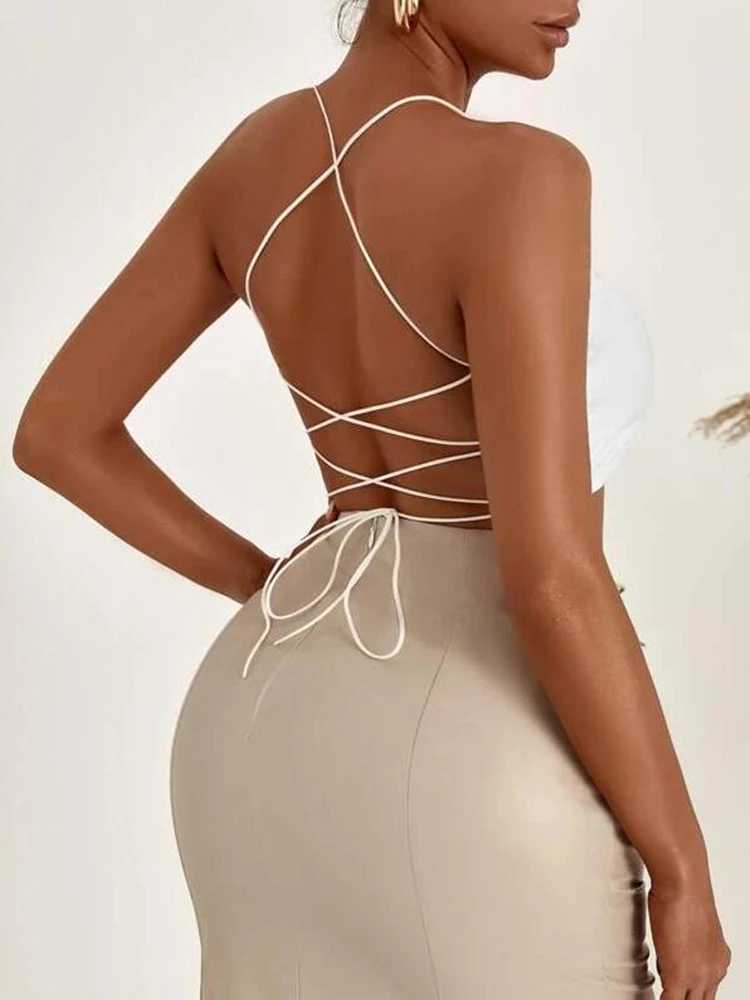 2022 Summer New SXY Backless Lace Up Crop Cami TopXJ250212