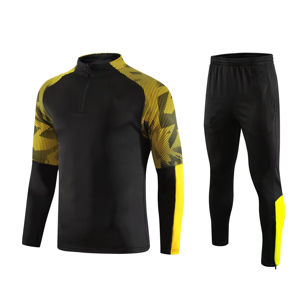 New Men Kids Sports Set Boy Girl Fans Half Zipper Jacket Training Wear Games Jerseys Soccer Kit Tops And Trousers