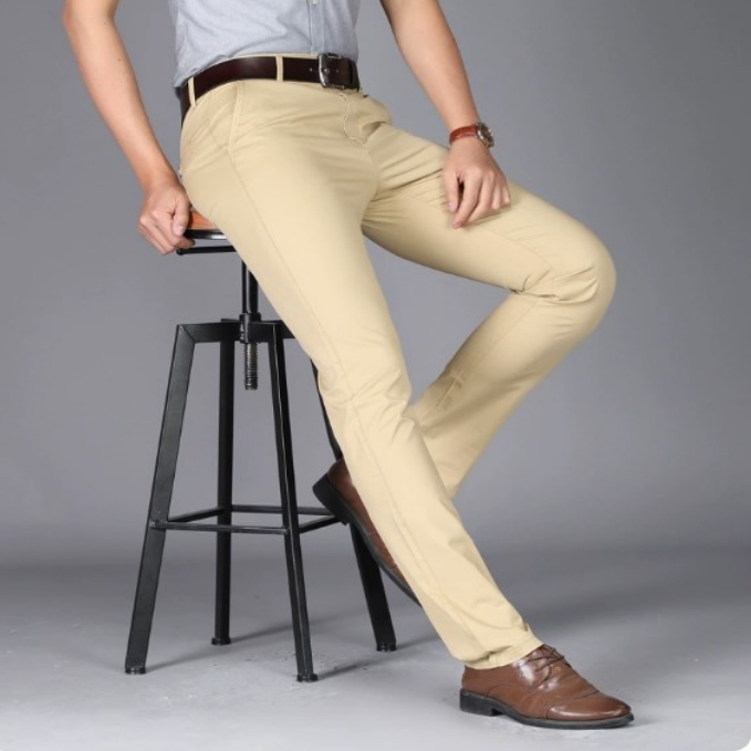 Men dress pants Khaki suit pants Fashion Brand black business trousers Straight work for male Solid Color skinny pant