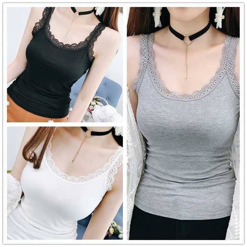 Summer Comfortable Lace Camisole Womens Lightweight Sveless Solid Bottoming Shirt Tank Tops Ladies TshirtsXJ250212