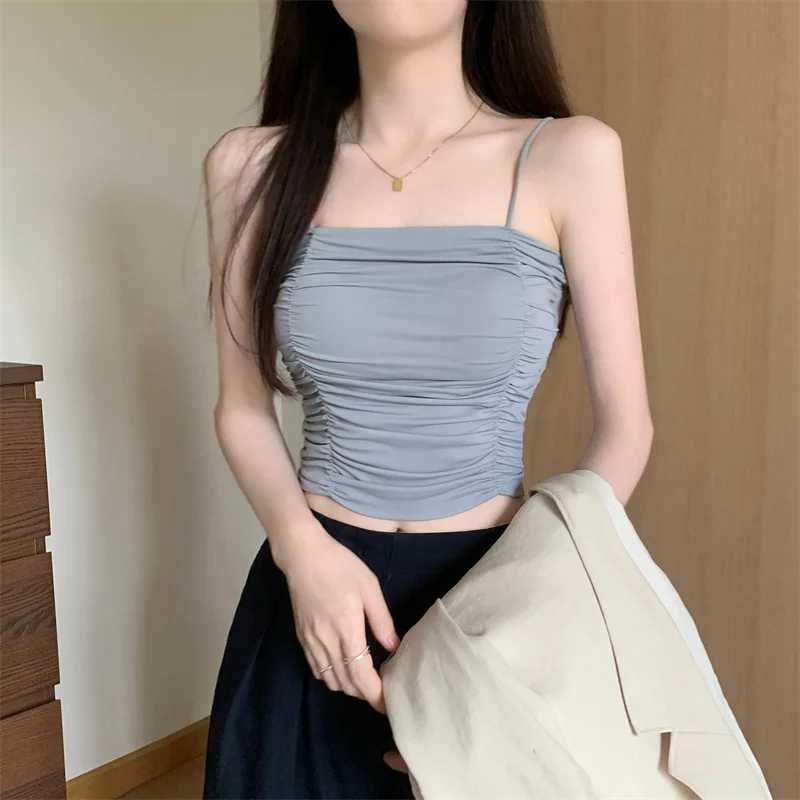 Top Women Sexy Shirts Sveless Tube Tops Girls Tops With Suspenders Lady White Camisole Padded Bras Woman Clothing Corset TopXJ250212