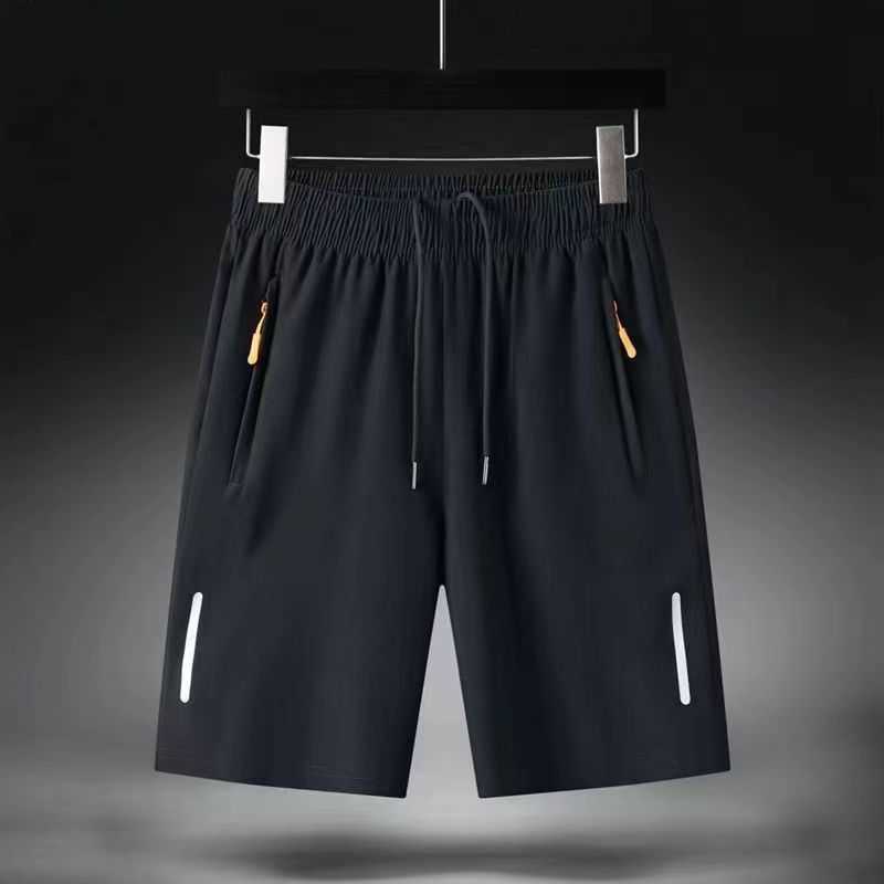Summer ultra-thin ice silk mens five quarter pants trend sports fast drying zipper loose casual running ice silk pants 2023 W250212