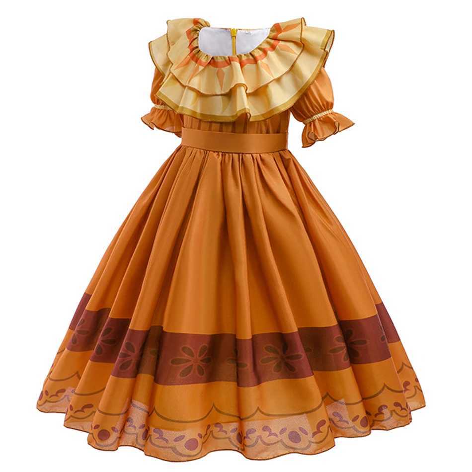 Pepa Dress Encanto Girls Princess Costume Kids Cosplay Carnival Mirabel Fancy Ruffle Apparel Madrigal Halloween Par OutfitsXJ250117