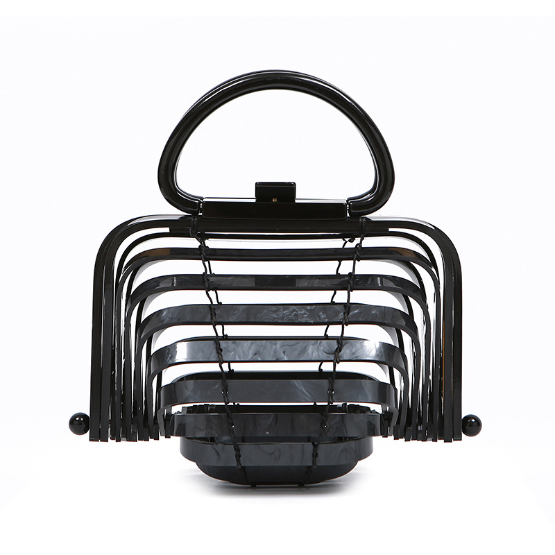 Acrylic Basket Vacation Beach Bag - Foldable Hollow Handbag with Shell Design