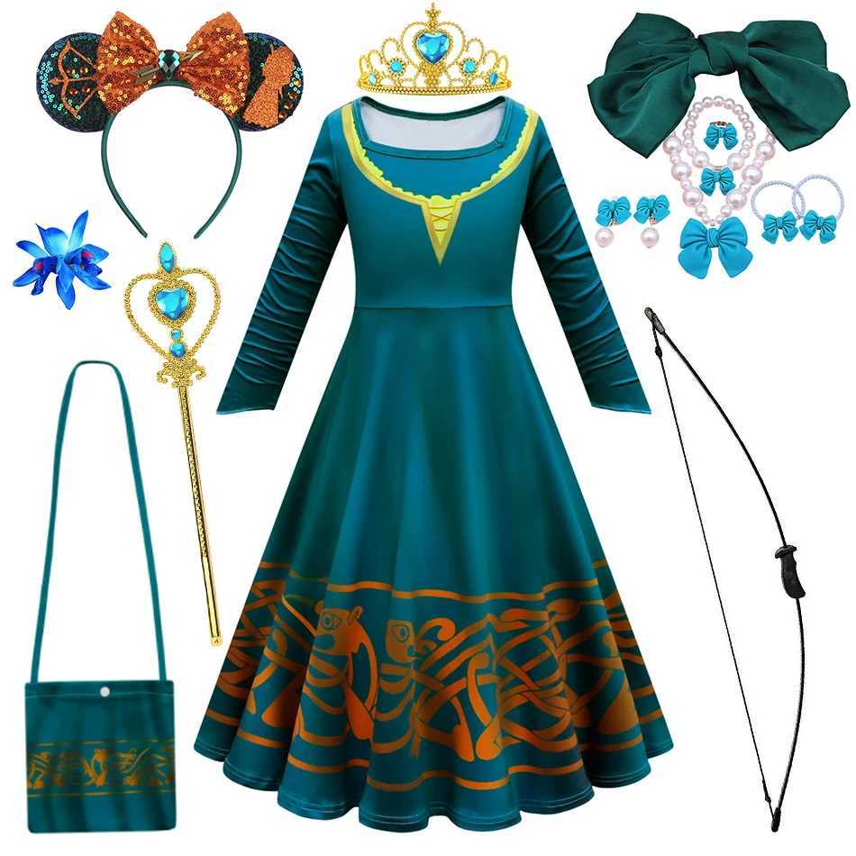 Merida Costume Girl Cosplay Princess Clothes Kid Full Sleeve Fancy Dress Halloween Carnival Children Disguise Par Outfit 2-10YXJ250117