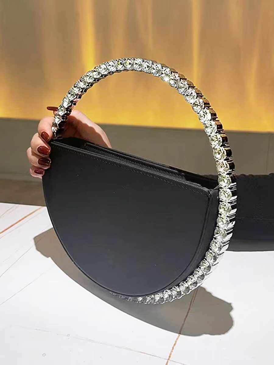 Rhie Round Ring Evening Bag Trendy Faux Leather Clutch Purse Women's Elegant Handbags For Party Prom Wedding