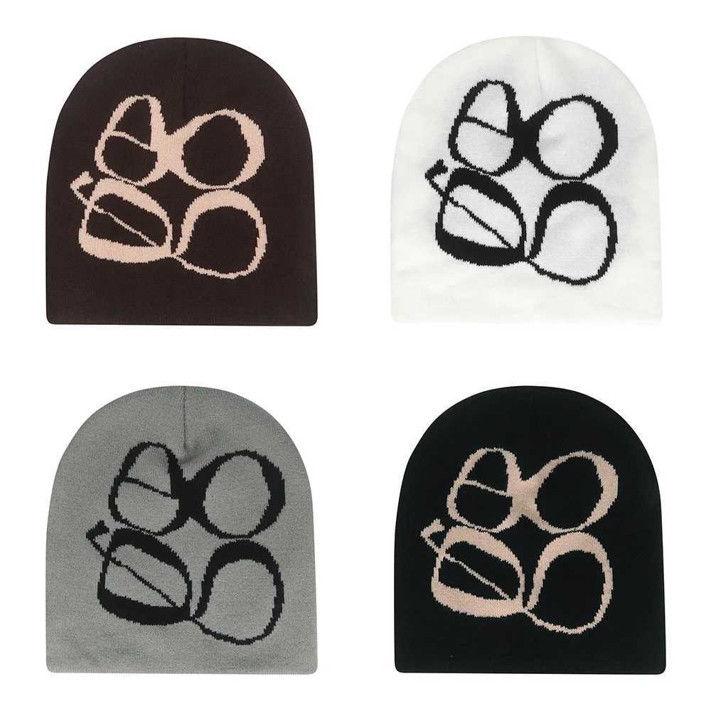 Fashion Print Y2K Knitted Hat Winter Warm Beanies Hats Sklies Beanie Cargo Cap Men And Women Outdoor Hats X2502121
