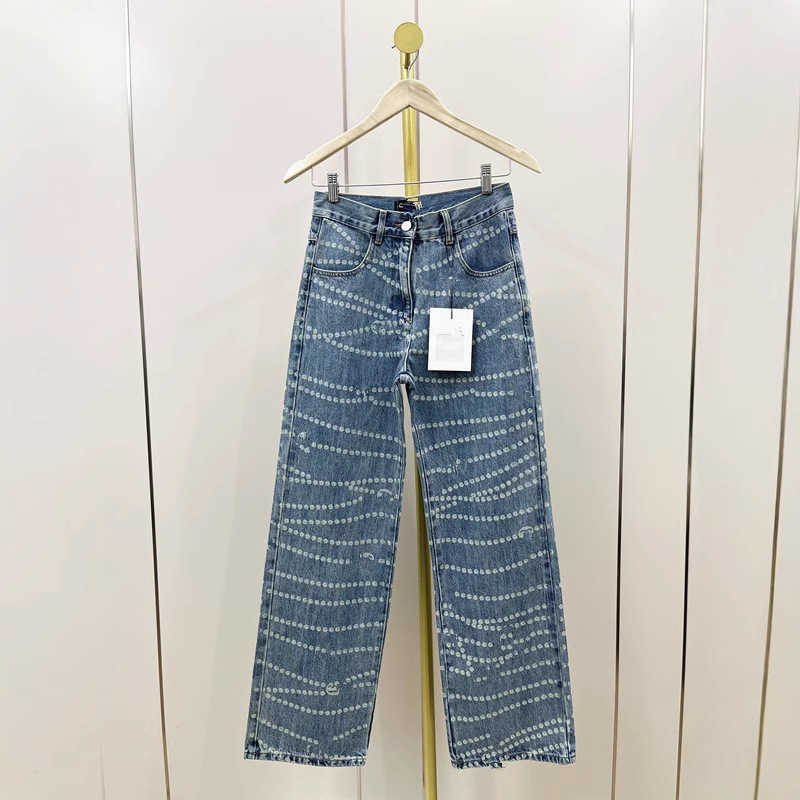 Women's Jeans 2025 New Wave Point Burning Flower Straight leg Jeans H250212