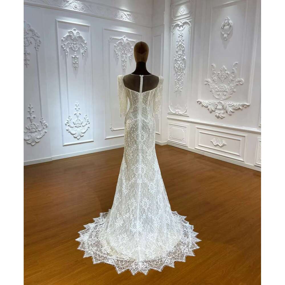 Customized M033 Special Lace Half Sleeve Mermaid Bridal Wedding Dress