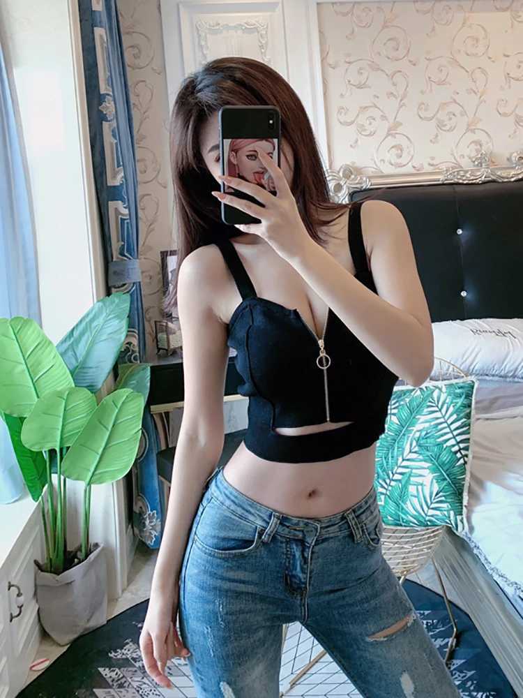 Heliar Women Y2k Camis Summer Slim Tank Top Cropped Women Zipper Flexible Camisoles Solid Color Crop Tops Women SummerXJ250212