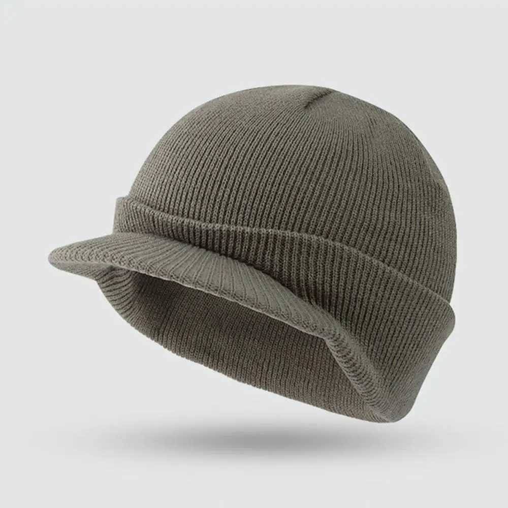 Unisex Warm Winter Hats Stylish Add Fur Li Soft Beanie Cap With Brim Thick Winter Knitted Hats For Men Women Dropsing X250212
