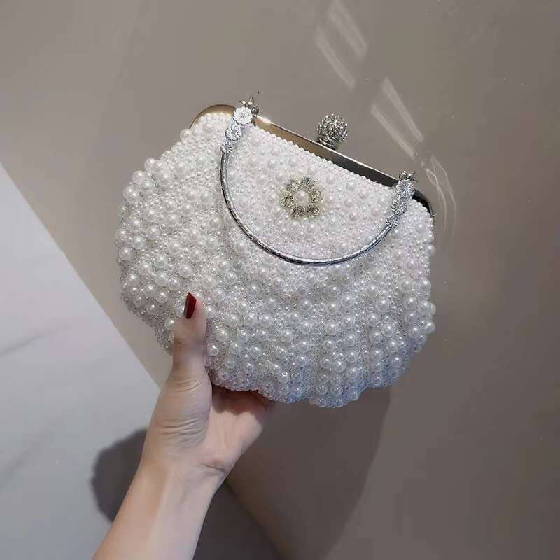 2023 Pearl Women Fashion Two Sided Beaded Evening Bag For Female Elegant 3 Colors Bridal Wedding Party Handbag Clutch