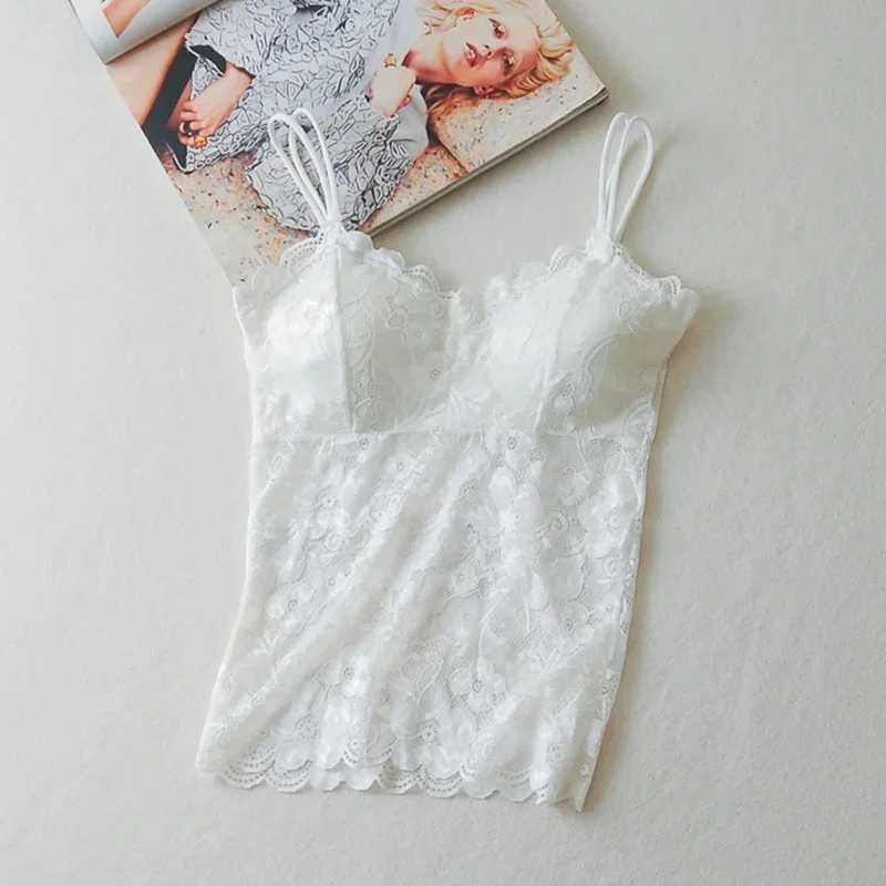 Floral Cami Padded Tank Top Womens Underwear Sexy Lace Bralette Crochet Flower Vest CamisoleXJ250212
