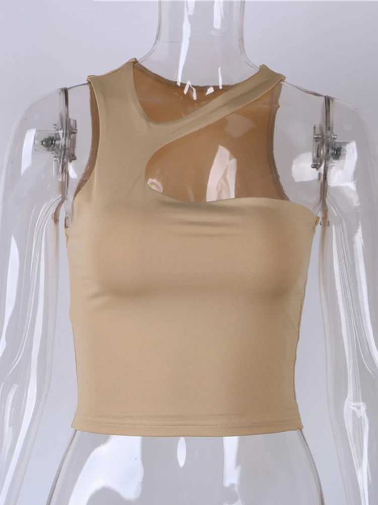 Cut Out Sexy Crop Off Shoulder Solid 2022 Skinny Sport Short Tops Women Tank Irregular Summer Tube TopsXJ250212