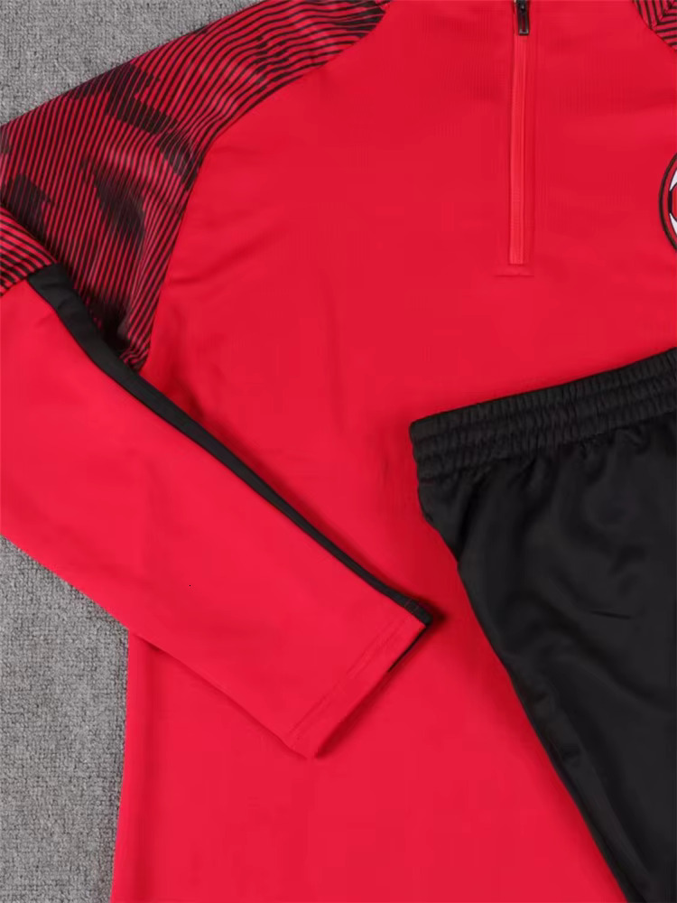 New Men's Sports Set Fans Half Zipper Jacket Training Wear Games Jerseys Soccer Kit Aldult Tops And Trousers Casual Wea