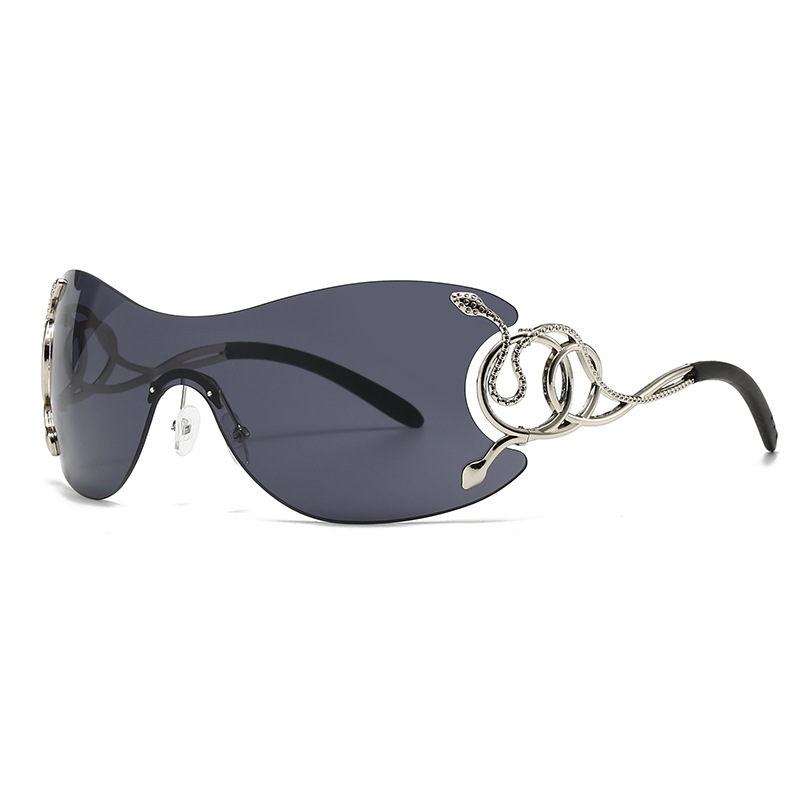 Europe and the United States fashion spirit snake frameless women's sunglasses designer senior sense sunshade street photography trend cross-bord