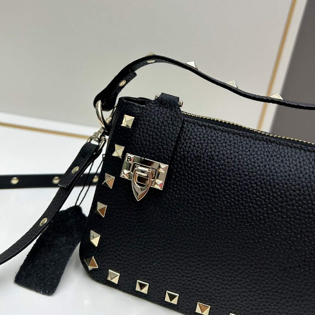 Real Cow Leather Shoulder Bags Rivets Rockstuds Small Crossbody Top Handle Purses And Handbags Designer Fashion Messenger Bag Clutch With Card Holder 