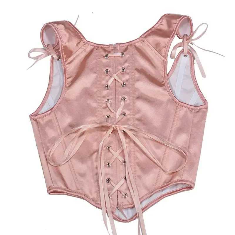 Satin Bandage Waist Trainer Body Shapers Women Corset Fashion Slimming Tank Top Sexy Shapewear Woman Clothes Fajas StreetwearXJ250212