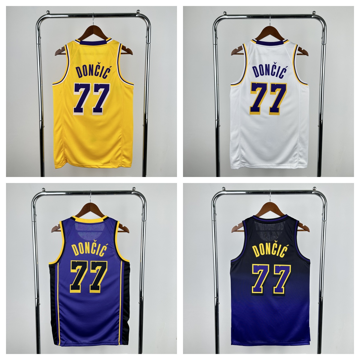 Luca Doncic Jersey 77 New Gold White Purple And City Jersey Basketball Men Heat Pressed Jerseys S-XXL Mix Match Order