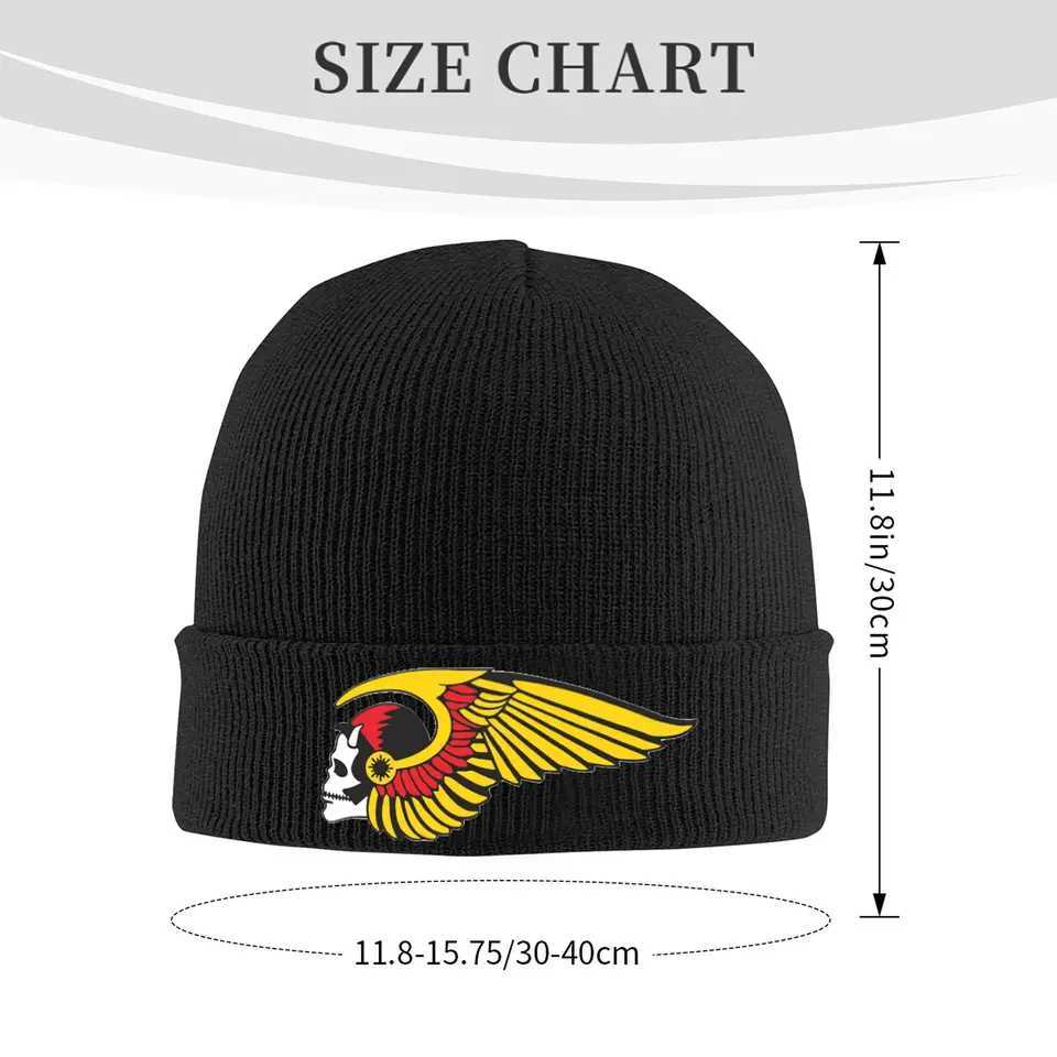 Cust Hell HAMC Angel Motor Race Sklies Beanies Caps Streetwear Winter Warm Knitting Hats Adt Motorcycle Club Bonnet Hat X250212