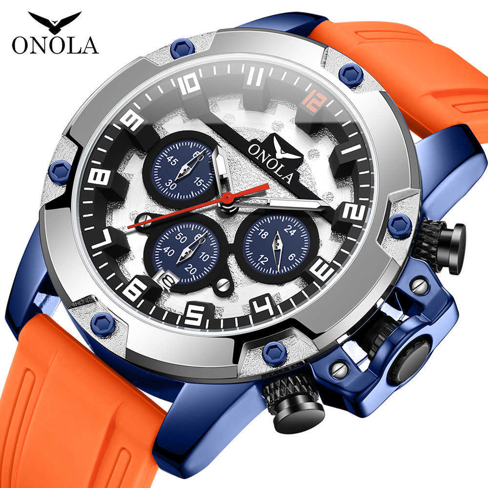 2024 New Mens Watch ONOLA/Orona Luminous Timer Running Seconds Waterproof Silicone Tape Quartz Watch W250212