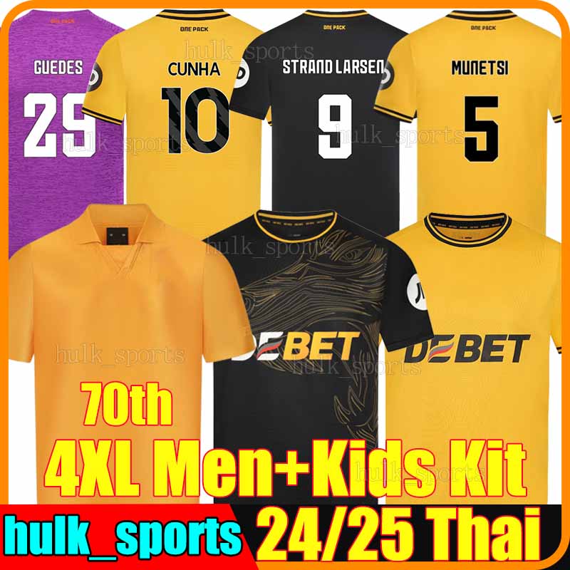 4XL 24/25 WoLvErHaMpToNes WoLvEs 70th soccer jerseys CUNHA STRAND LARSEN GUEDES MUNETSI SARABIA BELLEGARDE DOYLE ANDRE HEE CHAN DAWSON men kids Kits football shirt