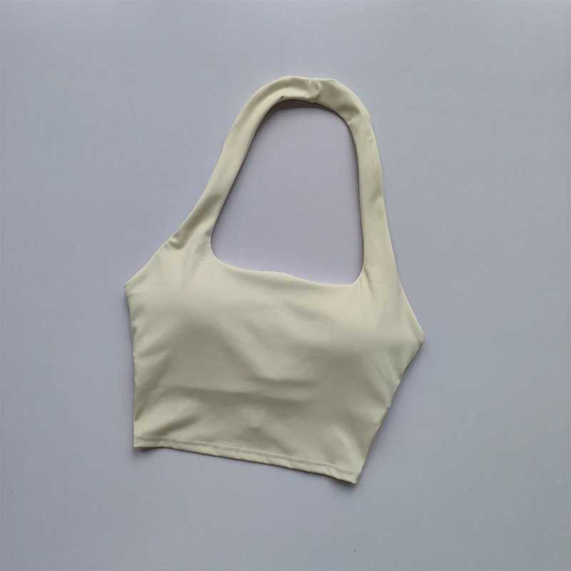 Summer New Sexy Hanging Neck with Chest Pads Beautiful Back Sports Bra Womens Light Luxury Fashion Unique Pleated Sports BraXJ250212