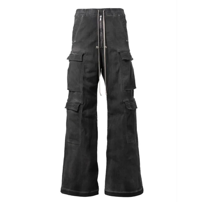 PFNW High Street Drawstring Zipper Sliced Wide Leg Cargo Pants Msns Casual Loose Straight Trousers Loose Denim Pants 28W5963 250211