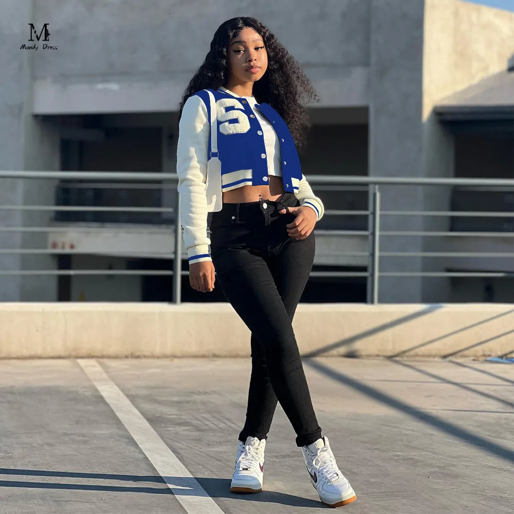 Fashion Women Varsity Jacket Long Sleeve Slim Letter Appliques Y2K Streetwear Autumn Winter Sweet Baseball Jacket 250212