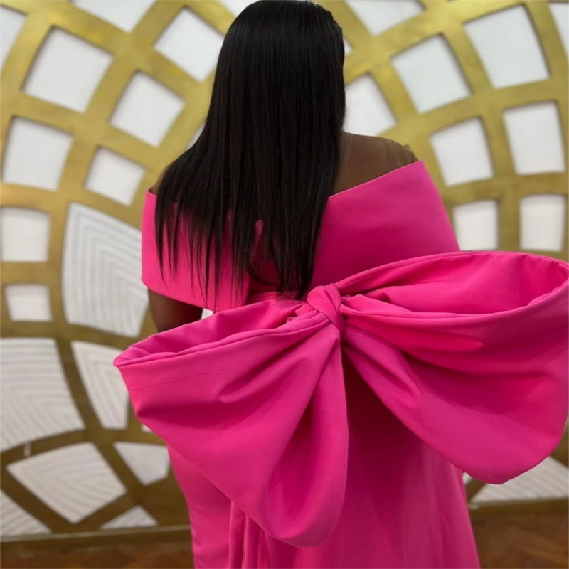 Hot Pink Mermaid Prom Dress For Black Girls Elegant Plus Size African Evening Dress Big Bow Dance Formal Party Gown 2025 vestidos de noche Charming Bi