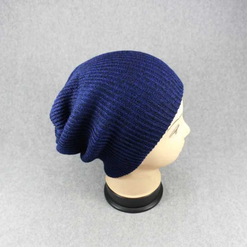 Knitted Hat Winter Casual Men Wen Sklies Beanies Cotton Knit Hat Baggy Keep Warm Outdoor Sports Ski Cap Street Dance Hat X250212