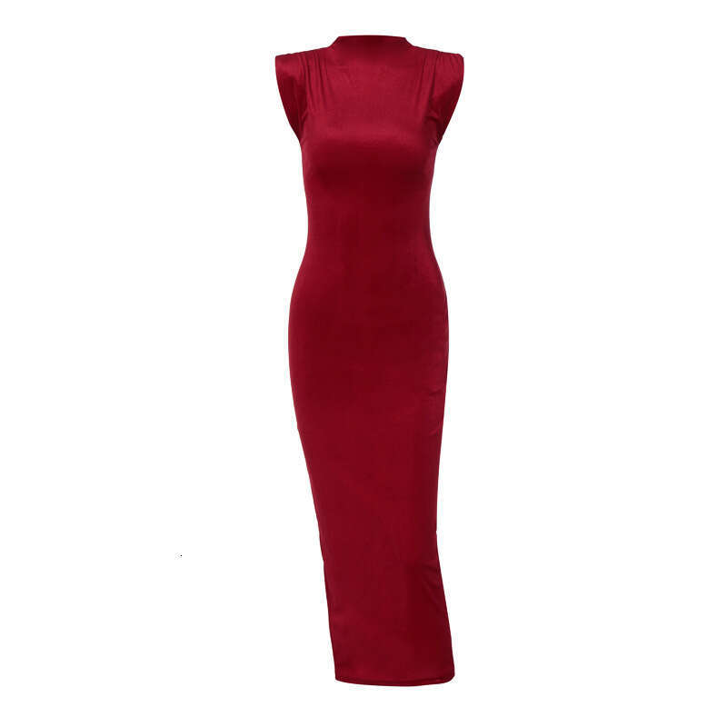 Women's summer product fashion slim fit back slit round neck sleeveless dress wholesale 2025 temperament versatile new trend clothing ins