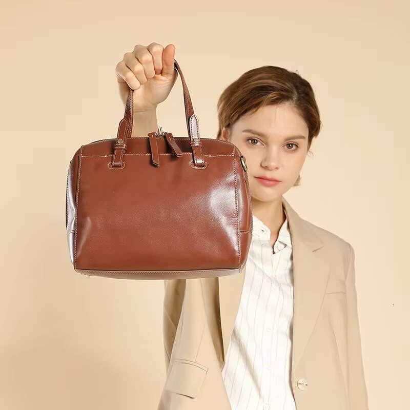 Toptrends Cow Genuine Leather Boston Small Shoulder Crossbody Bags For Women 2024 Top Handle Pillow Purses Tote Ladies Handbags