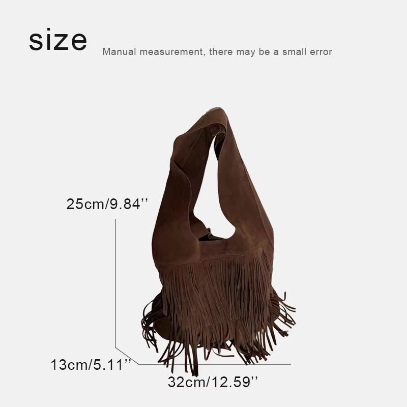 Bohemian Faux Suede Bucket Bags For Women Designer Handbags Purses new style New In Tassel With Inner Pocket Underarm Shoulder