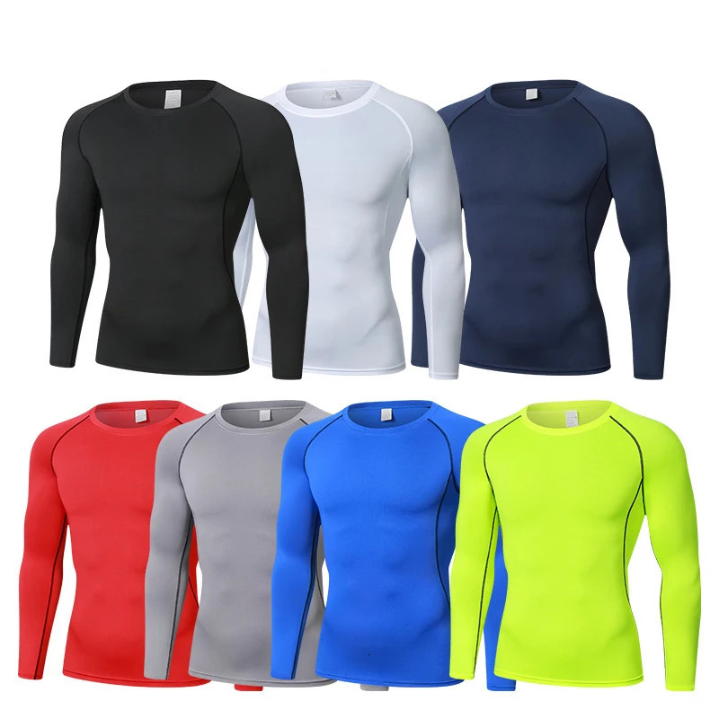 Men Casual Basketball Tops Quick Dry Gym Running T Shirts Long Sleeve Compression Shirts Sport Football T-Shirt Man Streetwear 250210
