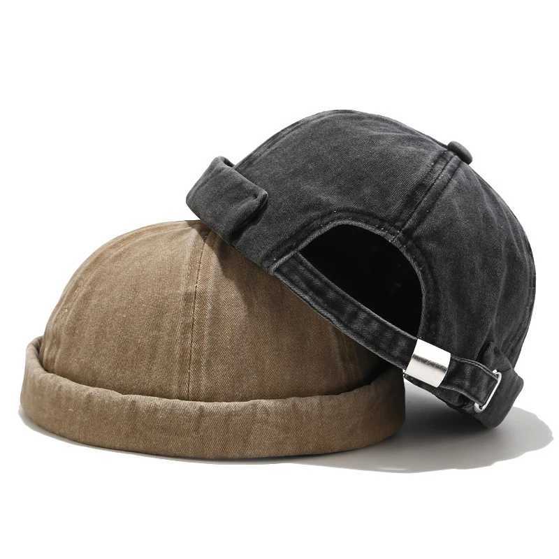 Bocca Washed Docker Beanie Brimless Cap Hat Without Visor Solid Color Retro Vintage Street Style Spring Autumn Outdoor Hats X250212
