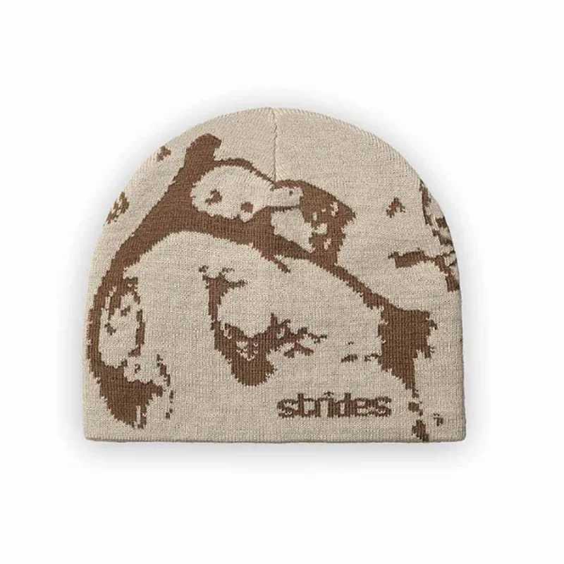 Mens Beanie Strides Splatter Beanie Korean Wnter Knit Vintage Y2k Hats Streetwear Wool Caps Fashion Aesthetic Unisex Accessories X250212