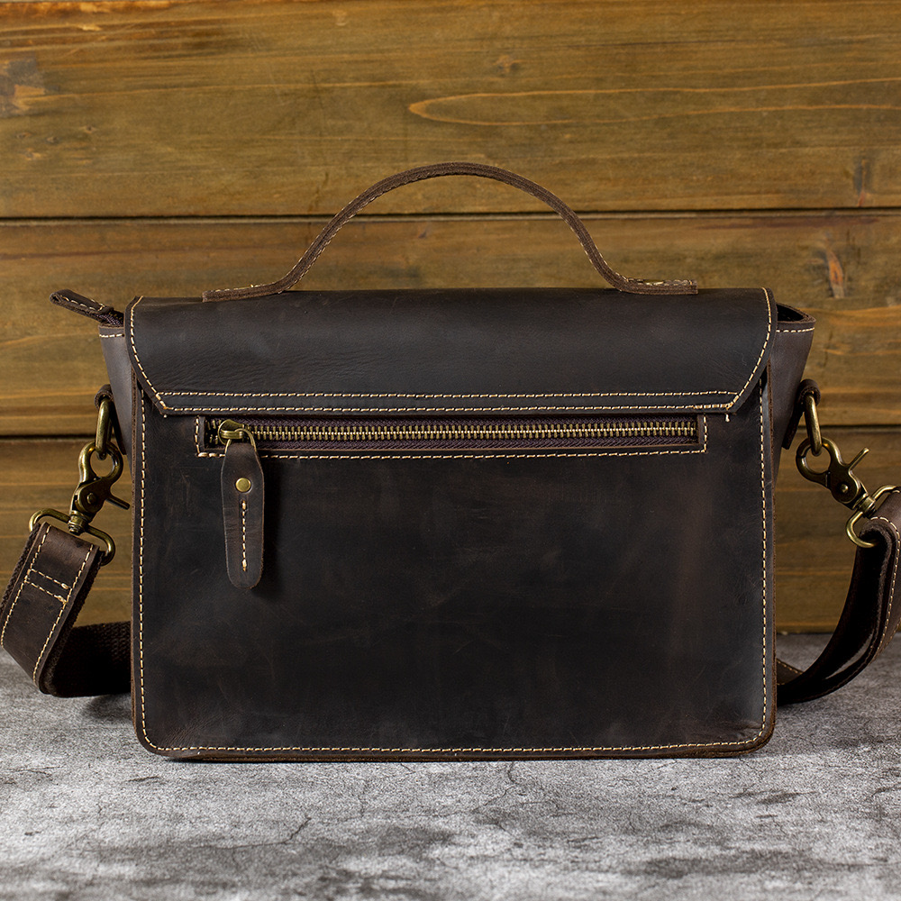 Fashion Crazy Horse Leather dslr Camera Bags Hand Camear Shoulder New Travel for men male