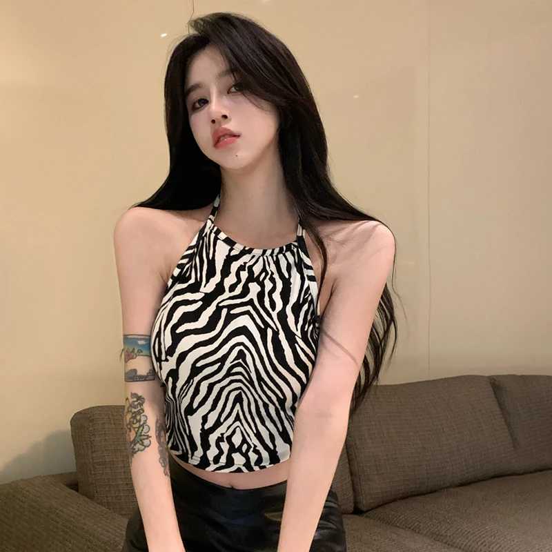 Womens Crop Top Summer American Style Zebra Stripe Slim Sexy Short TopXJ250212
