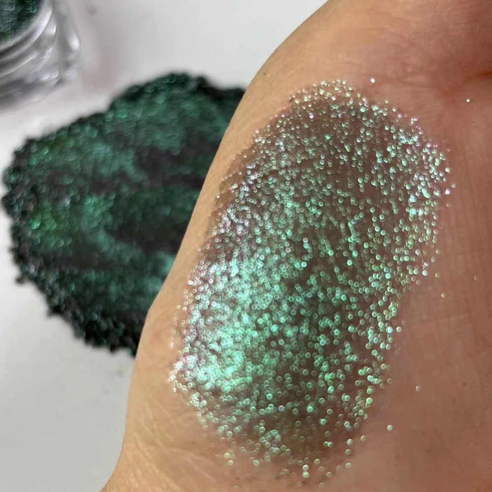 Natural Black Base Green Shimmer Mica Chameleon Powder for Makup Nail Art Gel Epoxy Resin Bath Bombs Candle Soap Lip Gloss Slime 250208