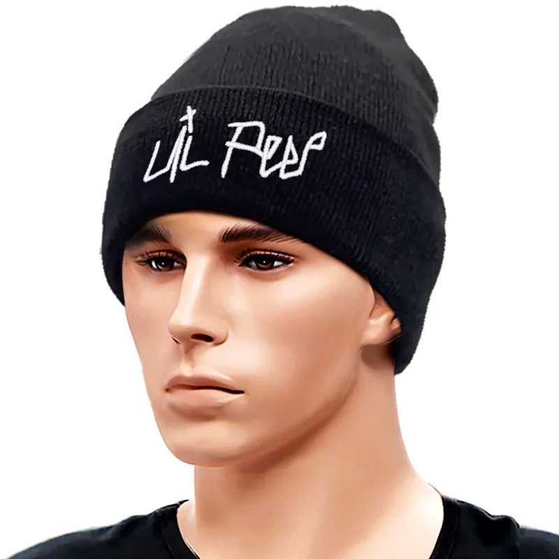 Warm Winter Hat Mens Bean Hat Lil Peep Embroidered Sklies Beanies Knitted Hat X250212