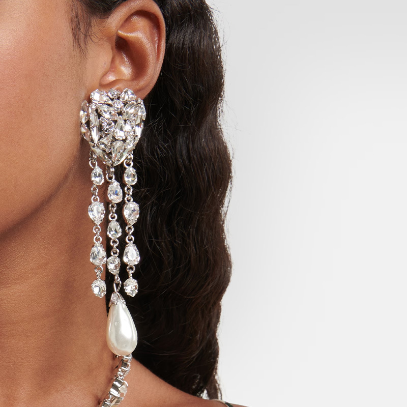 Love ear clip pendant 2PCS/LOT women's tassel rhinestone earrings exaggerated accessories women's earrings