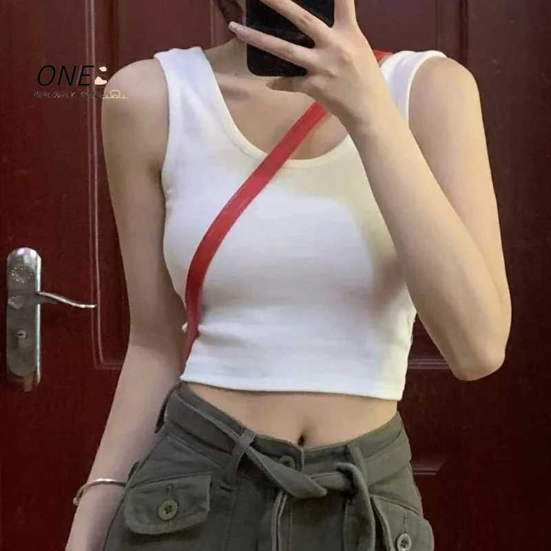2024 Fashion Women Solid Color Suspender Camisole Tank Top for Womens Short Yoga Sports Crop Top Sveless Sexy Slim Fit TopsXJ250212