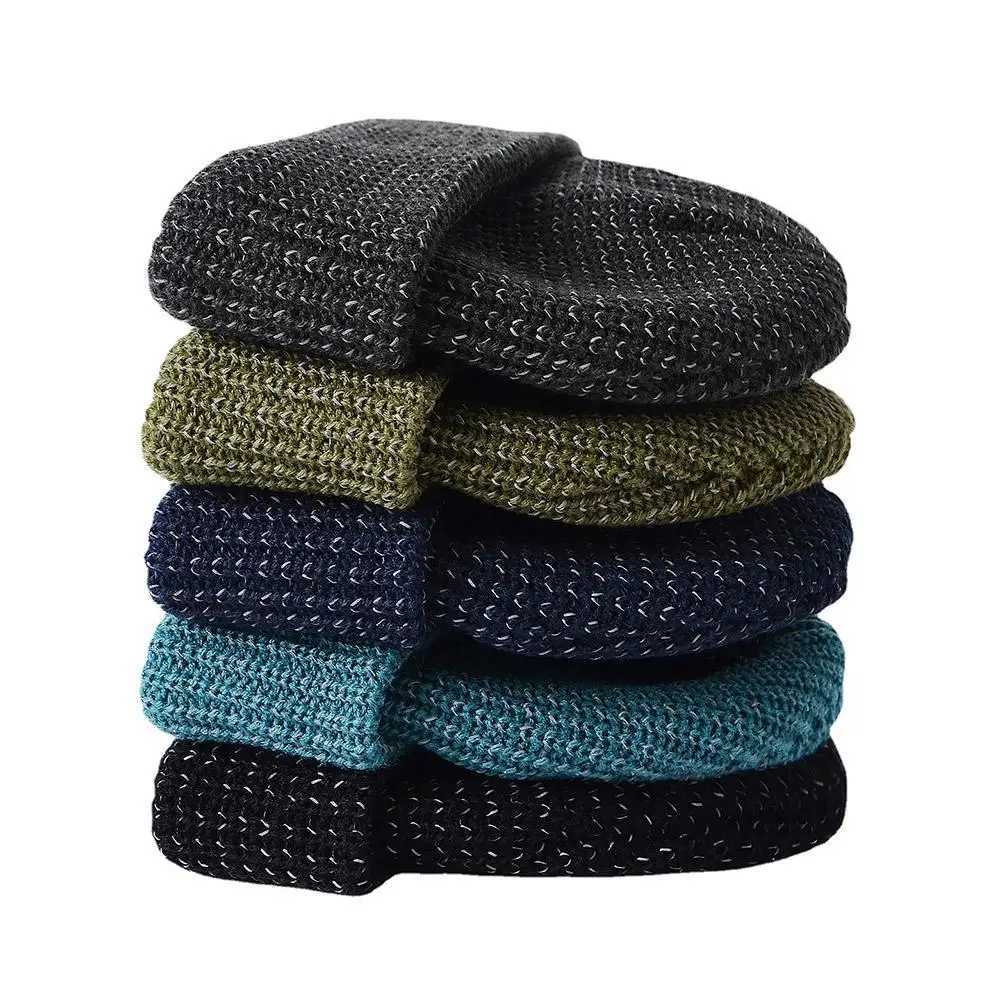 Cycling Reflective Knit Caps Winter Warm Sklcaps Reflective Beanie Hat Winter Outdoor Sports Reflective Hat For Hiking Cycling X250212