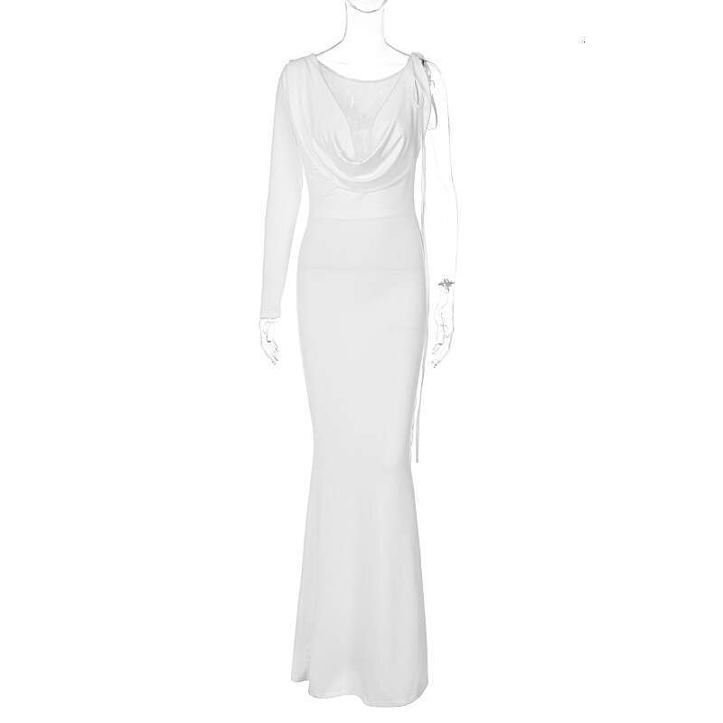 European and American style women's summer fashion sexy solid color single shoulder slim fit dress wholesale 2025 temperament versatile new trend