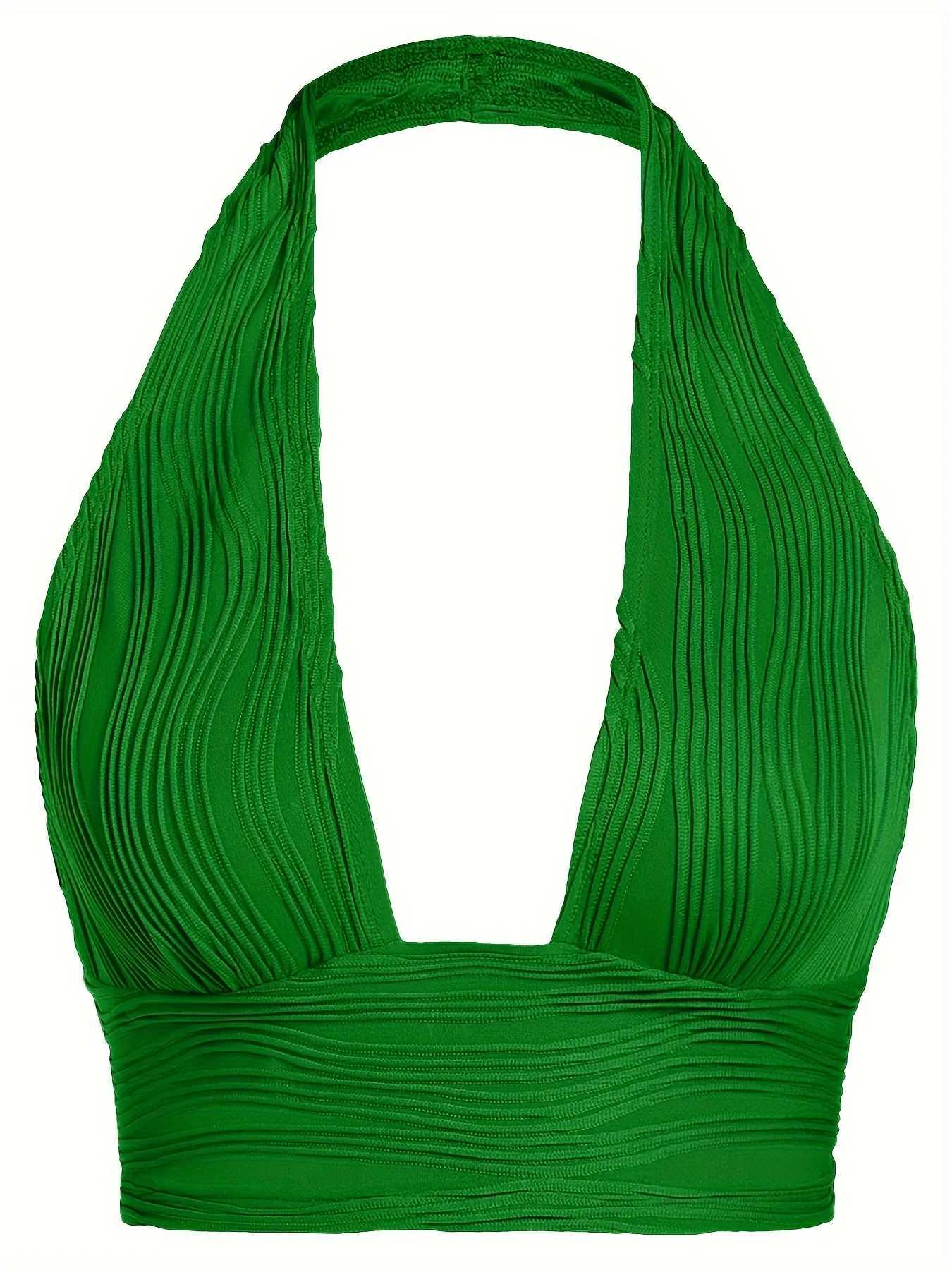 Sexy Crop Tops for Women Deep V Neck Back Cutout Sveless Plunge Racerback Tank Cropped TopXJ250212