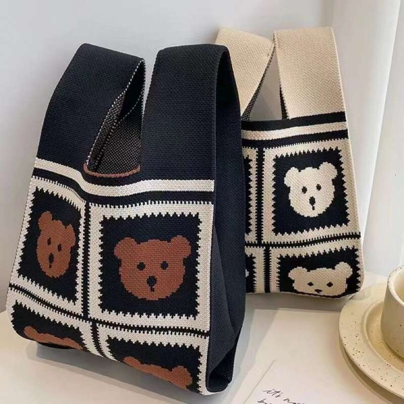 Instagram popular casual tote canvas bag, handbag, Japanese and Korean version, versatile hand-held women's knitted bucket bag