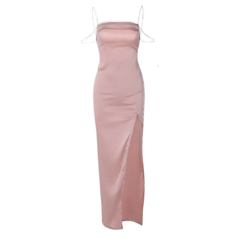 European American style women's spring summer products fashionable and sexy slit backless dia chain suspender dress wholesale 2025 new casual fas