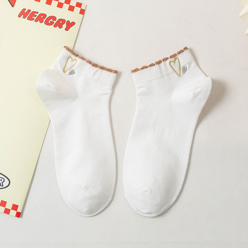 2025ss Summer Girls' Socks Shallow Mouth Low Cut Student Motion Invisible Boat Socks Love designer Polyester Wholesale for ladies School