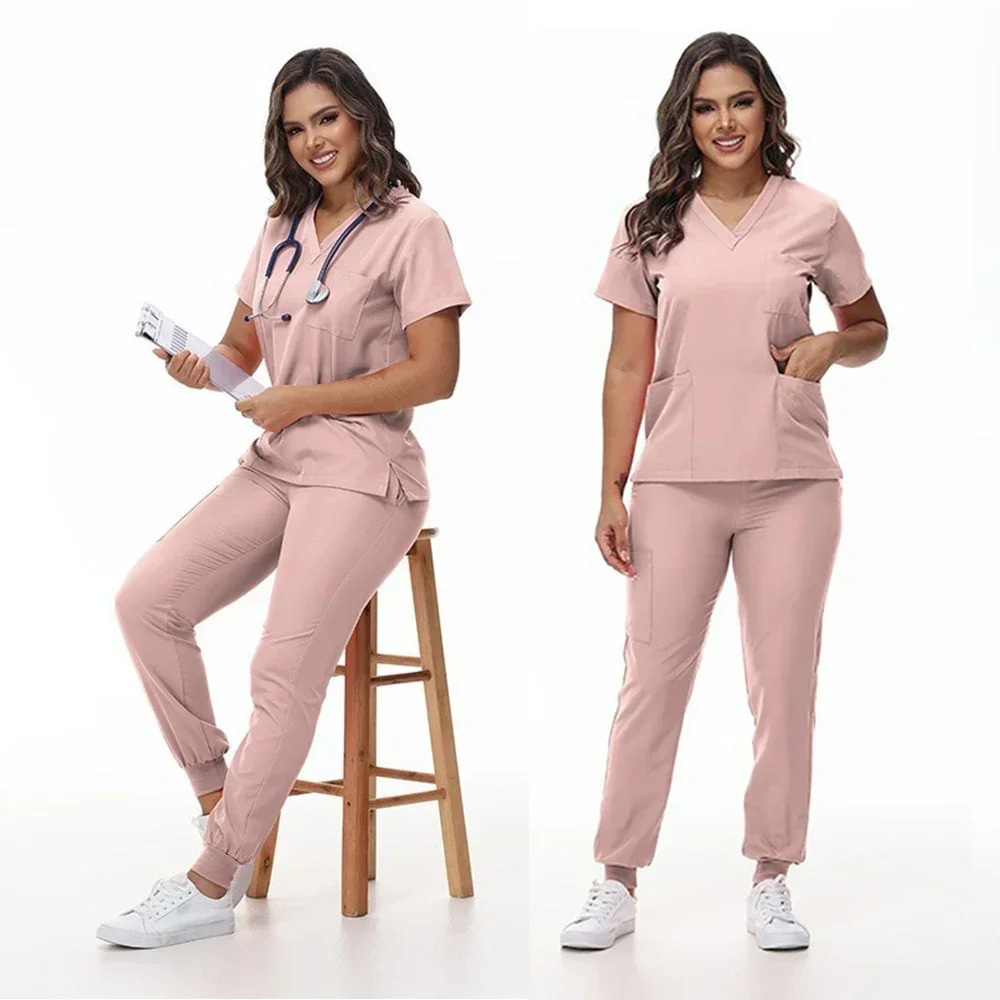 Scrubs Set Uniforms Stretch Scrub Tops With Pocket Pants Nurse Uniform Doctor Surgery Overalls Beauty Salon Workwear 250115